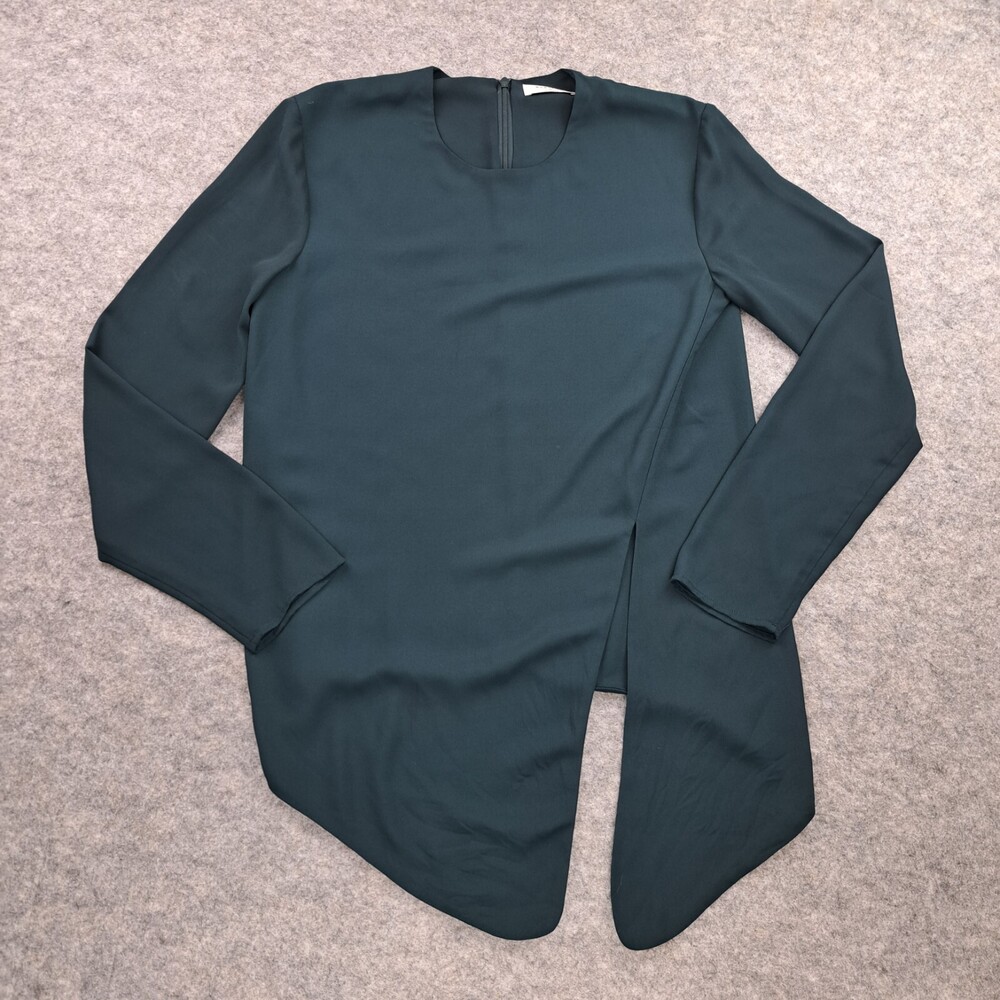 Aritzia Babaton Shirt Womens Small Green Long Sleeve Asymmetric Hem Tunic Career